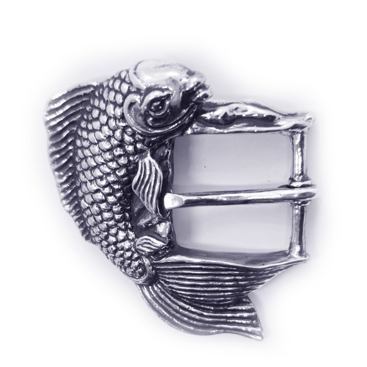 Koi Fish Swimming Sterling Silver Belt Buckle