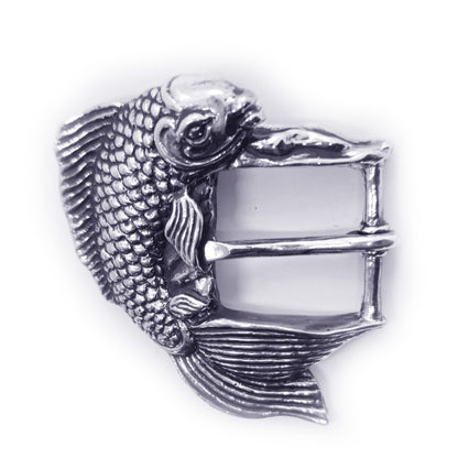 Koi Fish Swimming Sterling Silver Belt Buckle