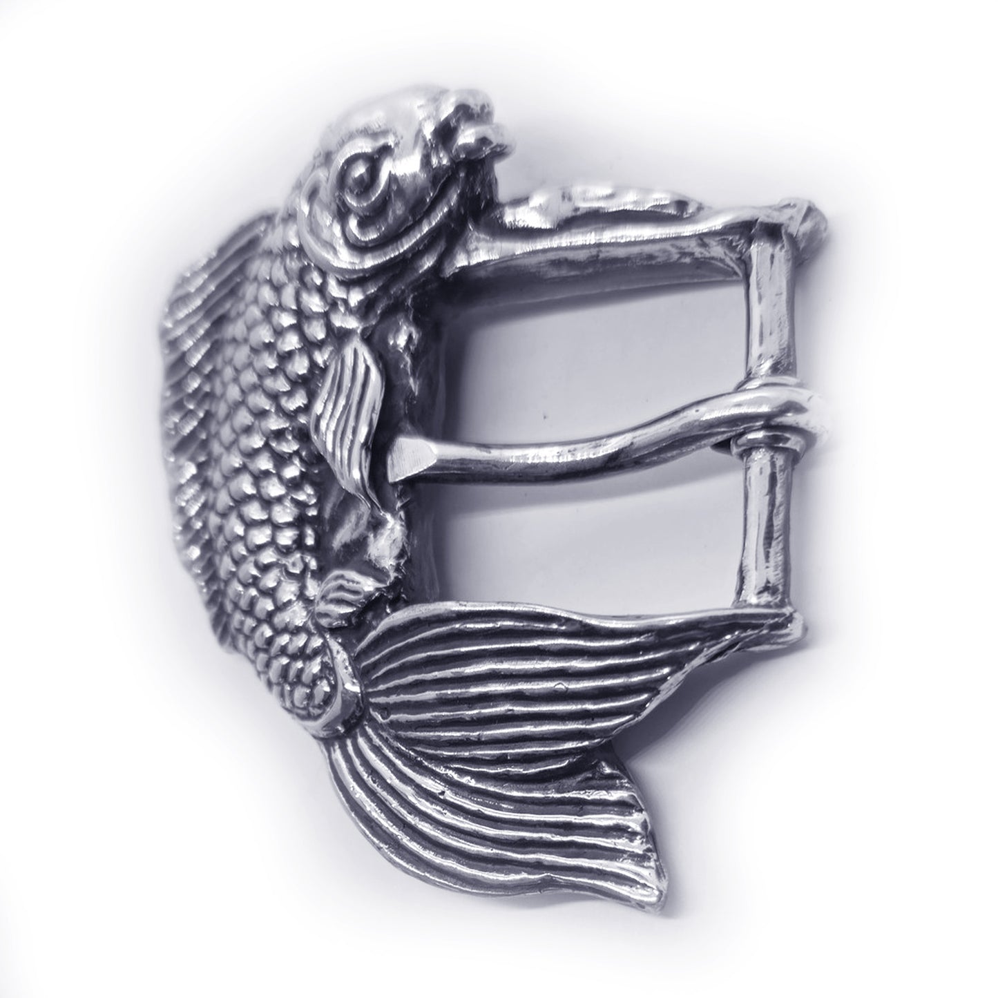 Koi Fish Swimming Sterling Silver Belt Buckle