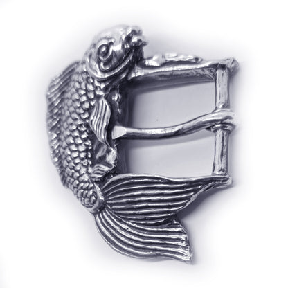 Koi Fish Swimming Sterling Silver Belt Buckle