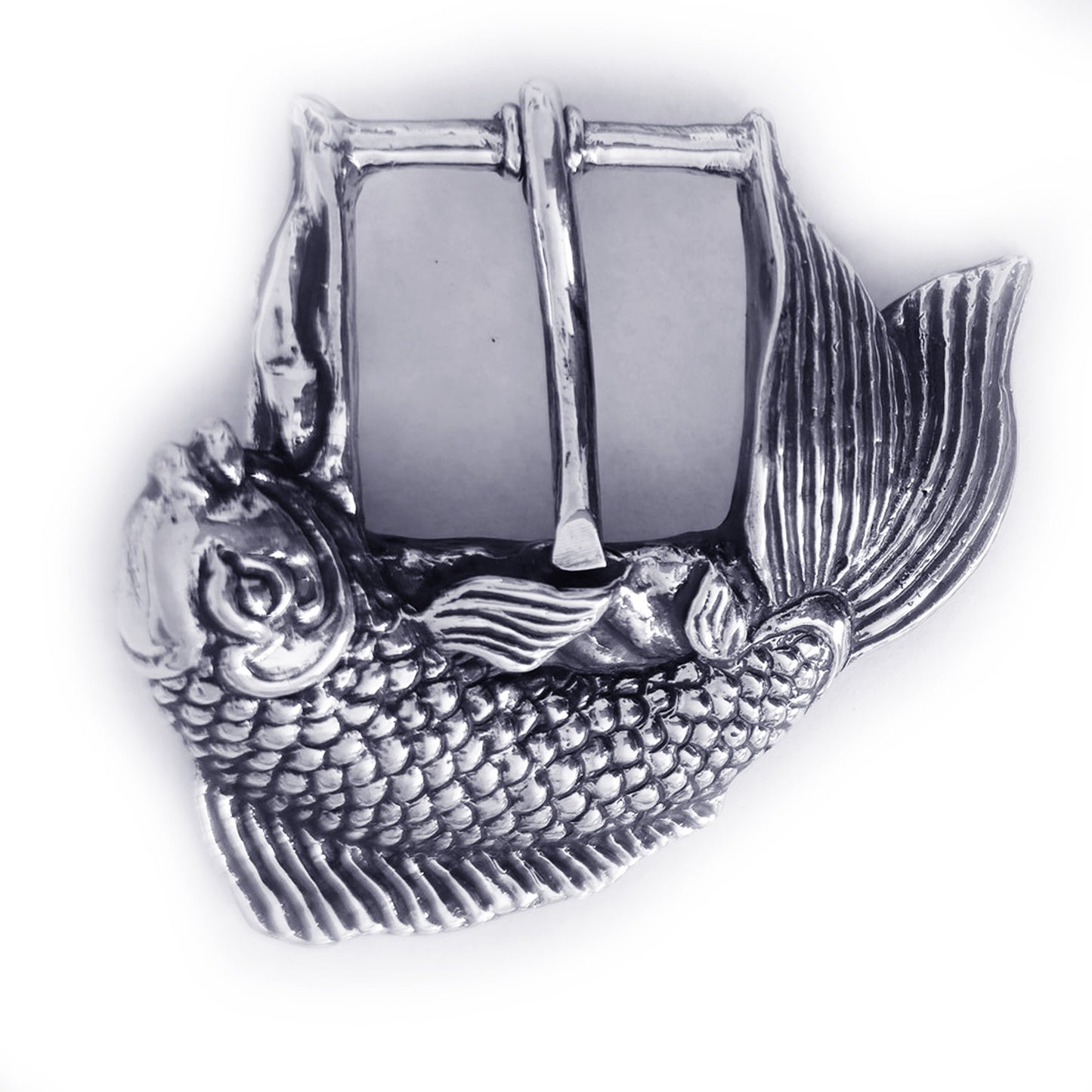 Koi Fish Swimming Sterling Silver Belt Buckle