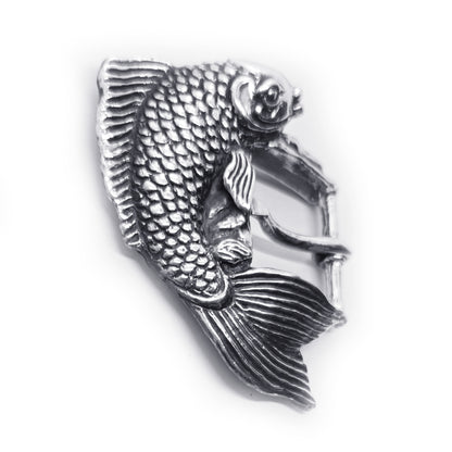 Koi Fish Swimming Sterling Silver Belt Buckle