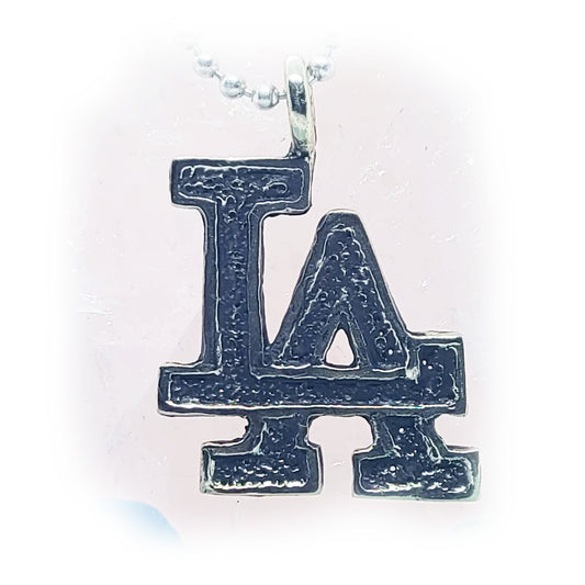 LA Los Angeles Letter Combination Sterling Silver Pendant V1