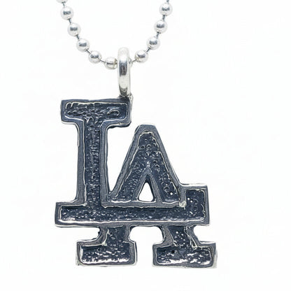 LA Los Angeles Letter Combination Sterling Silver Pendant V1