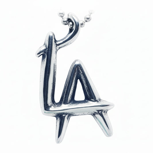 LA Los Angeles Letter Combination Sterling Silver Pendant V2