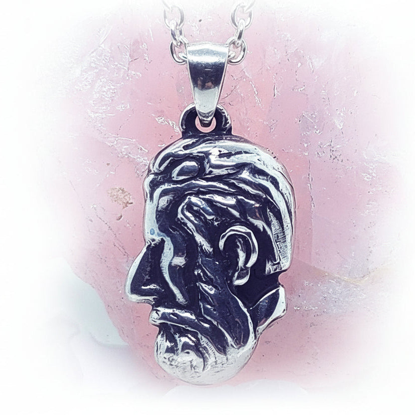 Lady Body Man Face Sterling Silver Pendant