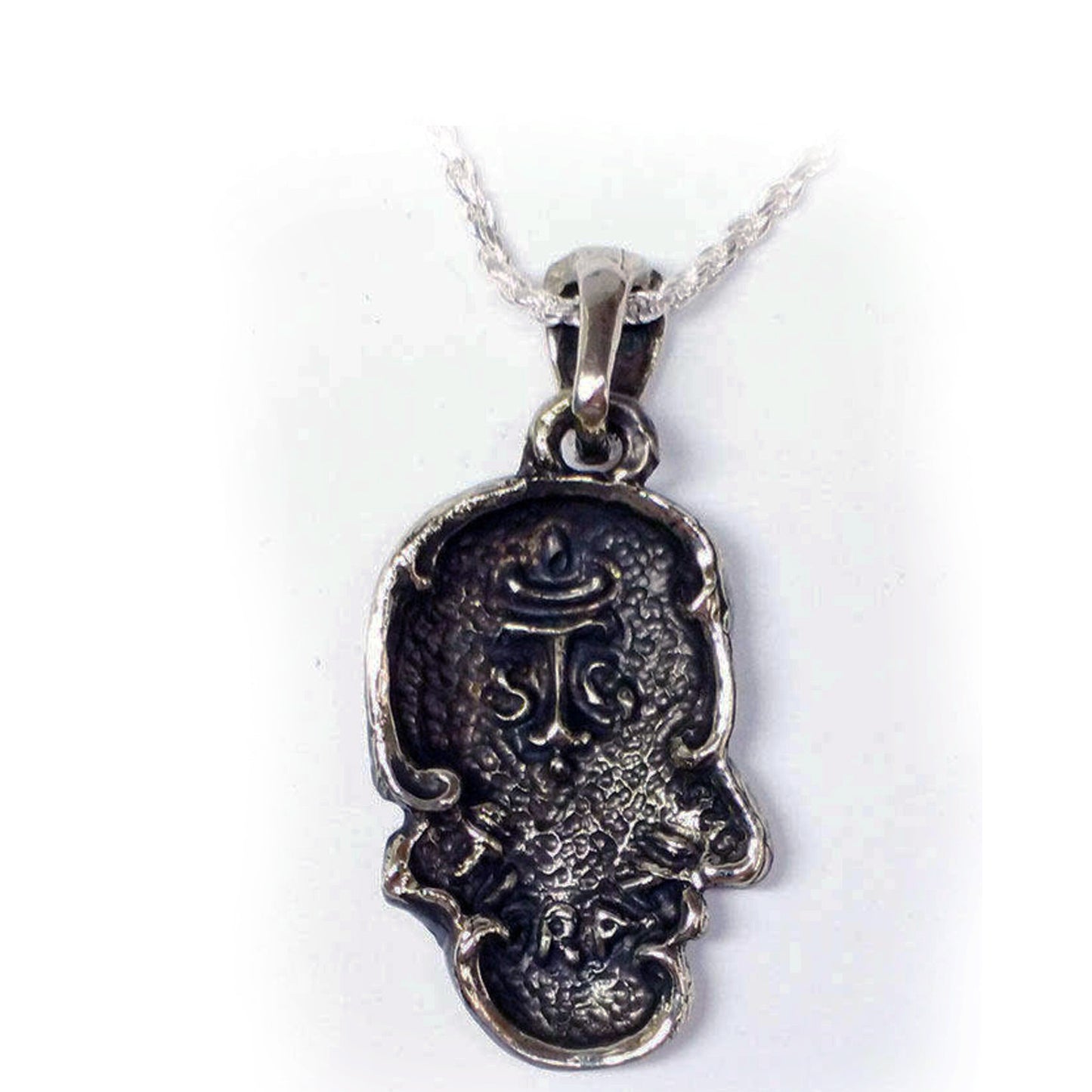 Lady Body Man Face Sterling Silver Pendant