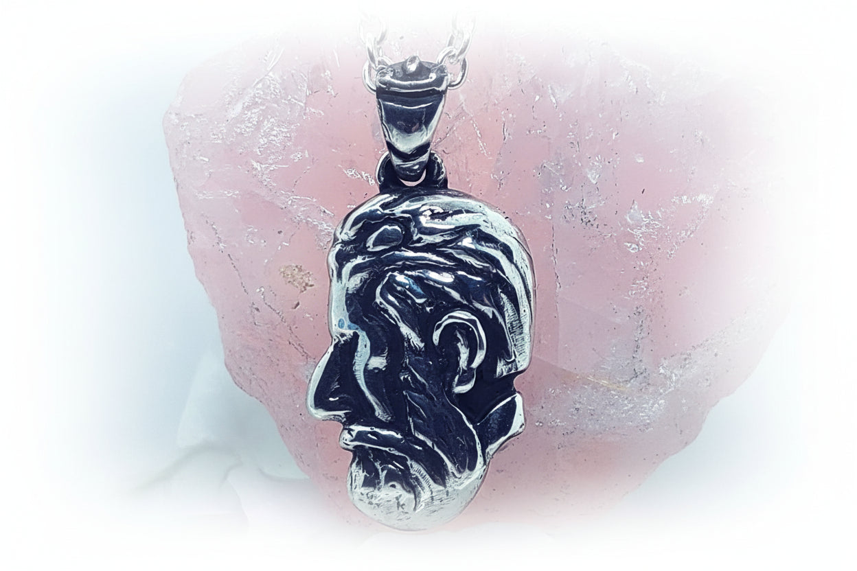 Lady Body Man Face Sterling Silver Pendant