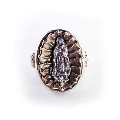 Lady of Guadalupe Two Tone Sterling Silver & Bronze Ring