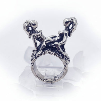 Sexy Lesbians Couple Making Love Sterling Silver Erotic Ring