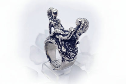 Sexy Lesbians Couple Making Love Sterling Silver Erotic Ring