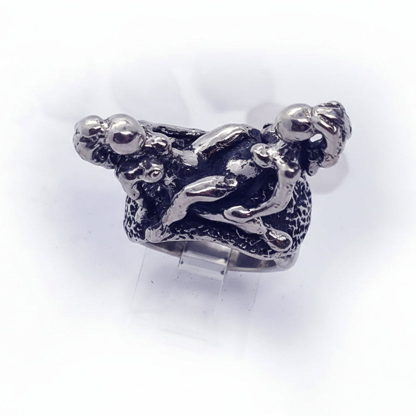 Sexy Lesbians Couple Making Love Sterling Silver Erotic Ring
