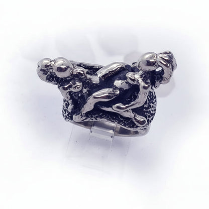 Sexy Lesbians Couple Making Love Sterling Silver Erotic Ring