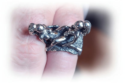 Sexy Lesbians Couple Making Love Sterling Silver Erotic Ring