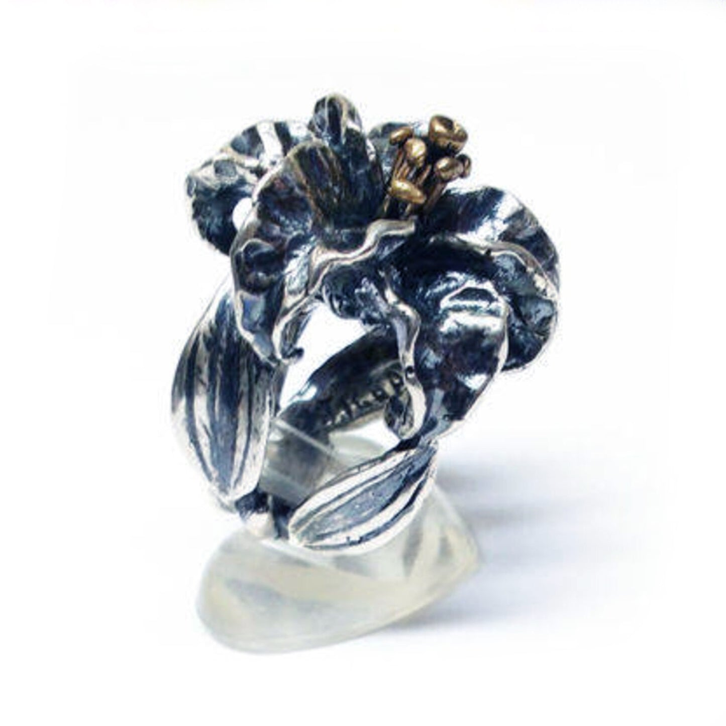 Lily Flower Sterling Silver and Bronze Ring