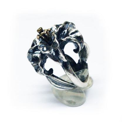 Lily Flower Sterling Silver and Bronze Ring