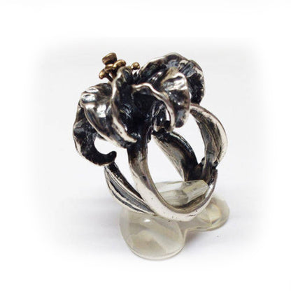 Lily Flower Sterling Silver and Bronze Ring
