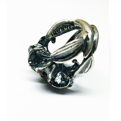 Lily Flower Sterling Silver and Bronze Ring