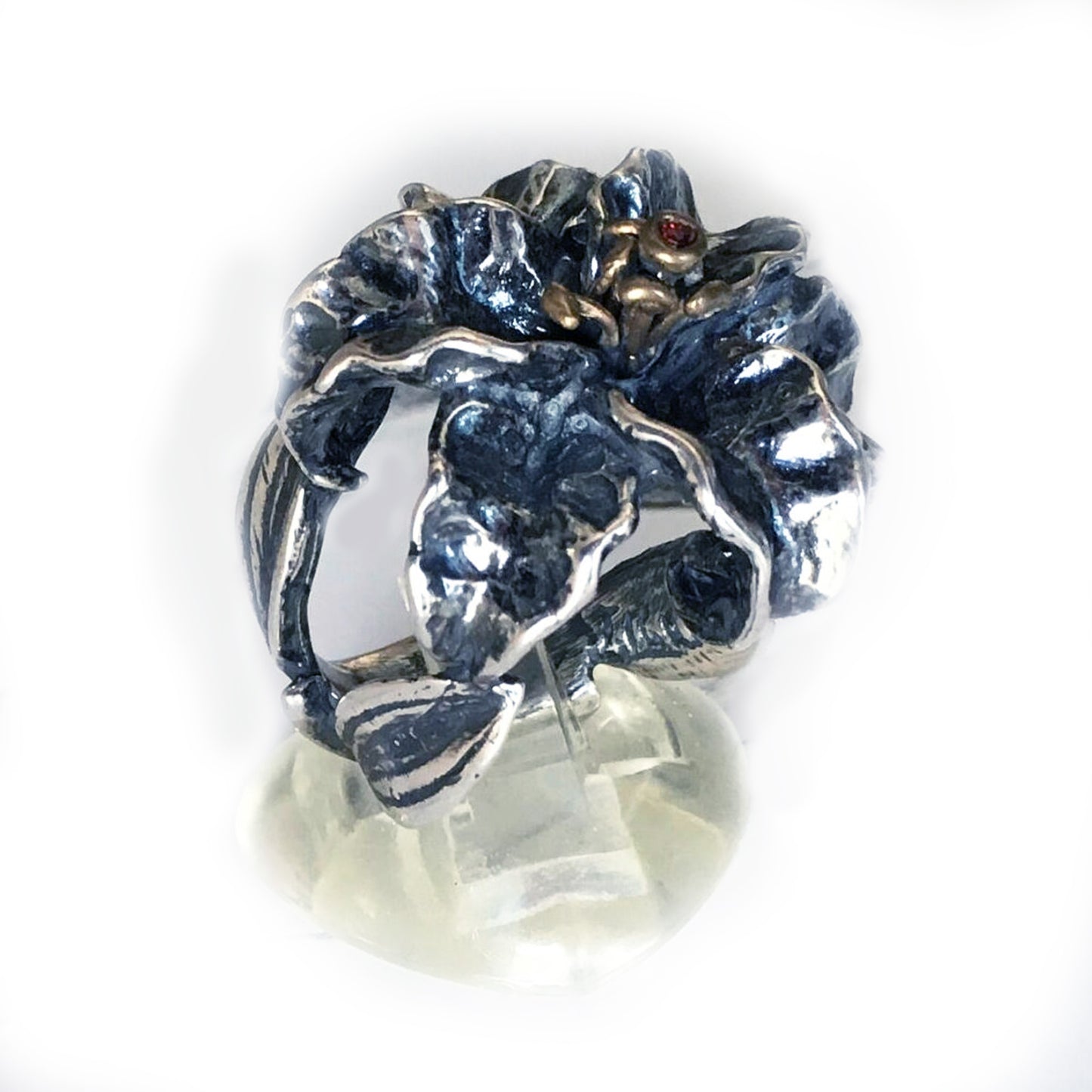 Lily Flower Sterling Silver and Bronze Ring