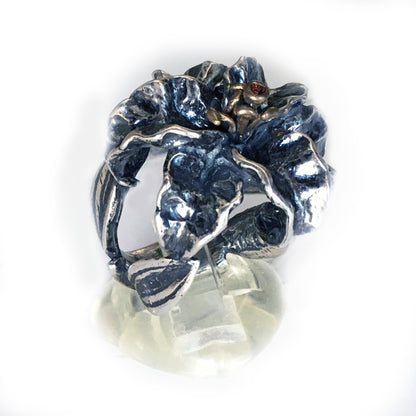 Lily Flower Sterling Silver and Bronze Ring