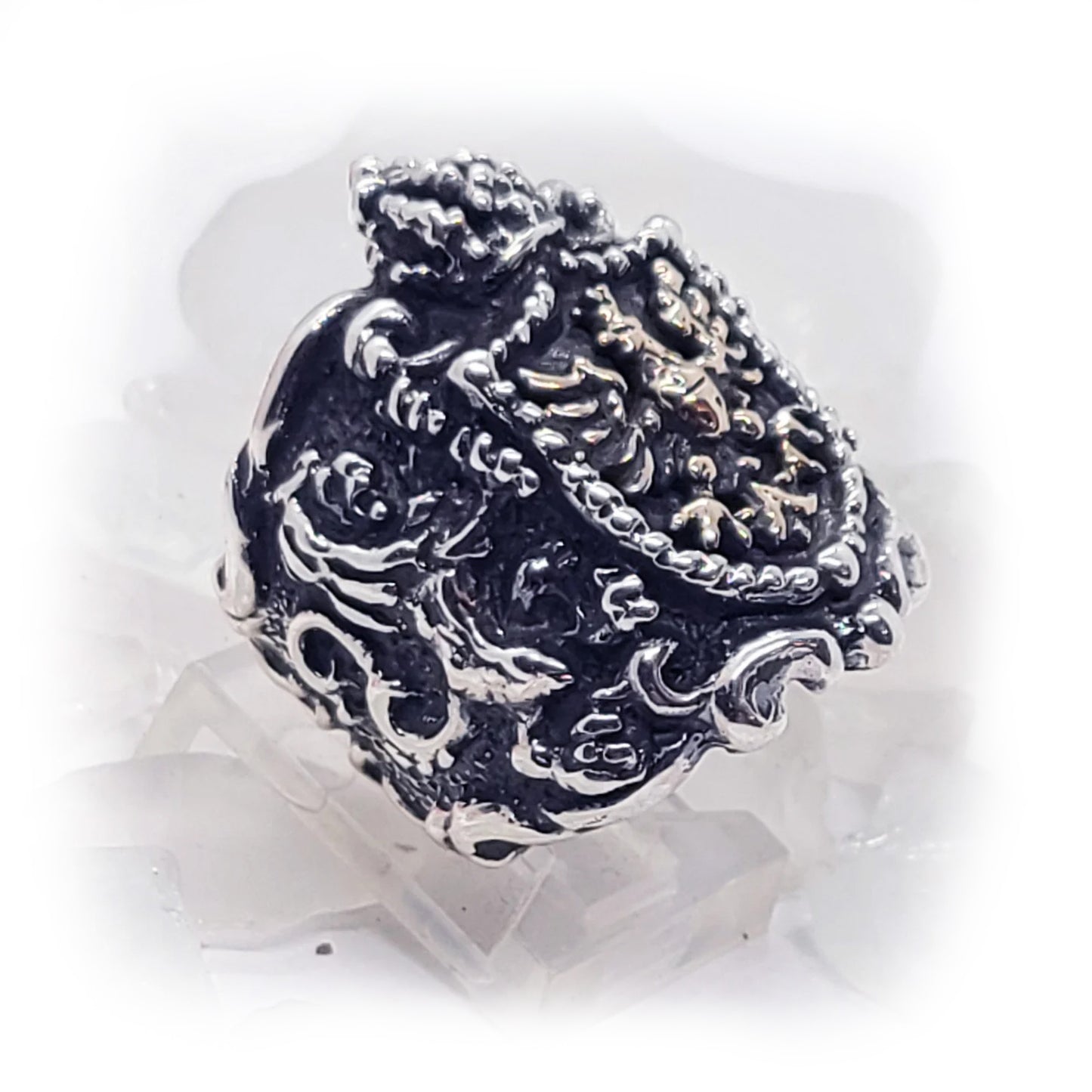 Lion Eagle Coat of Arms heraldry Sterling Silver Ring