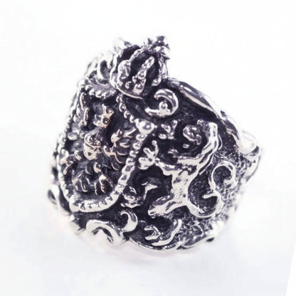 Lion Eagle Coat of Arms heraldry Sterling Silver Ring