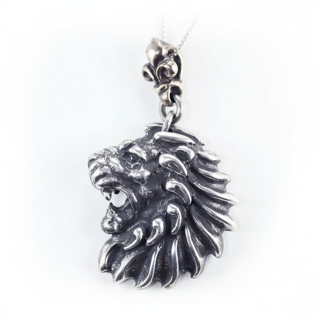 Lion Head Sterling Silver Pendant