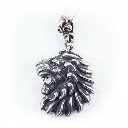 Lion Head Sterling Silver Pendant