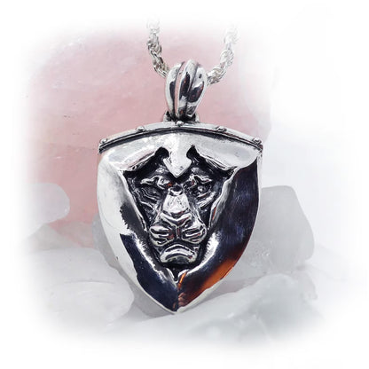 Lion Shield Braked sterling Silver Pendant