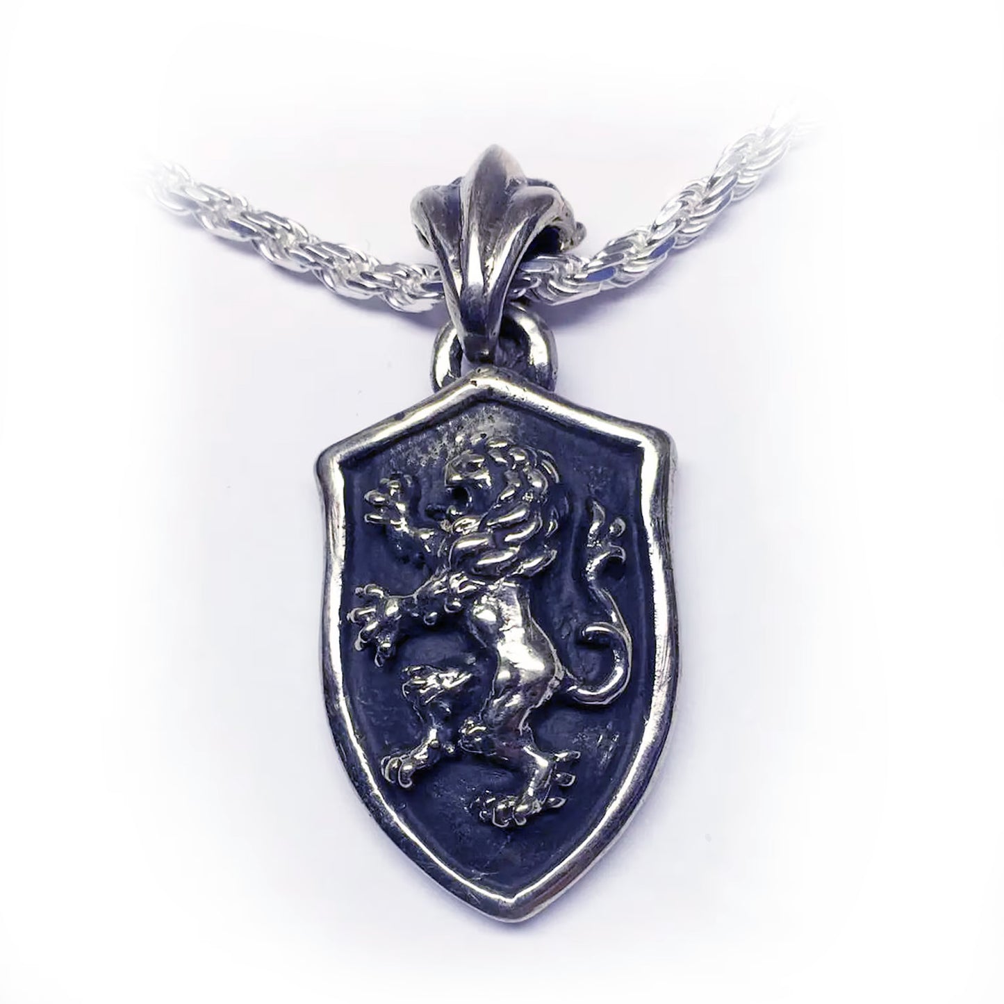 Lion Shield Heraldry Sterling Silver Pendant