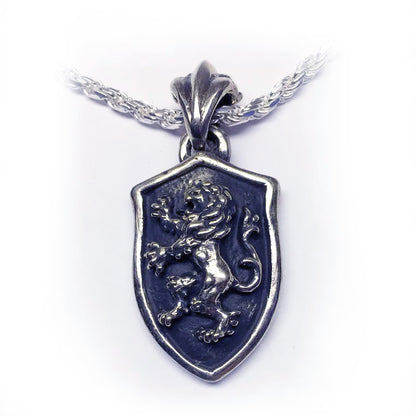 Lion Shield Heraldry Sterling Silver Pendant