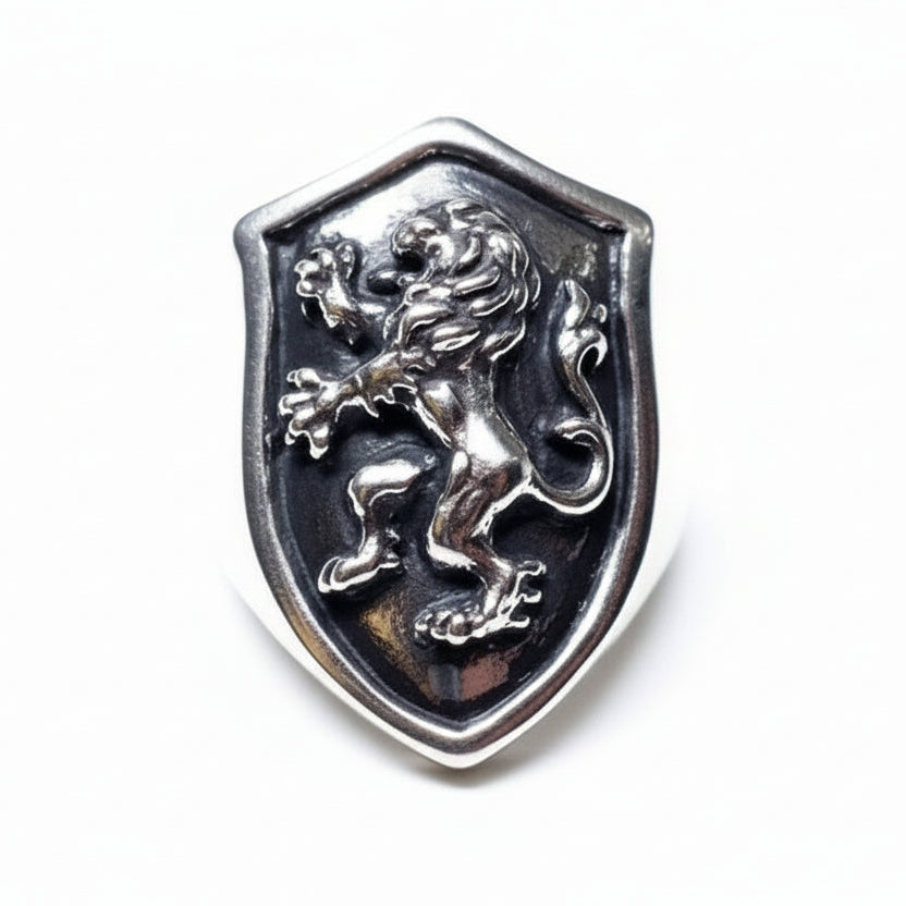 Lion Shield sterling Silver Ring