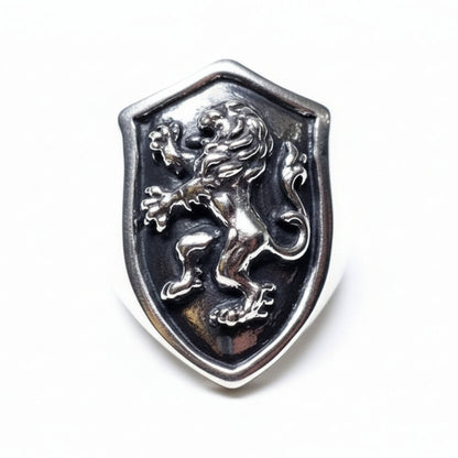 Lion Shield sterling Silver Ring