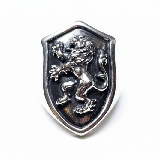 Lion Shield sterling Silver Ring
