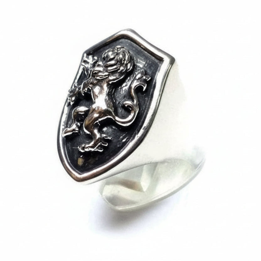 Lion Shield sterling Silver Ring