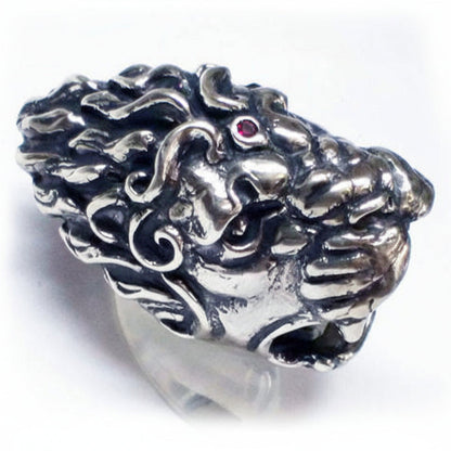 Lion Big Head Sterling Silver Ring