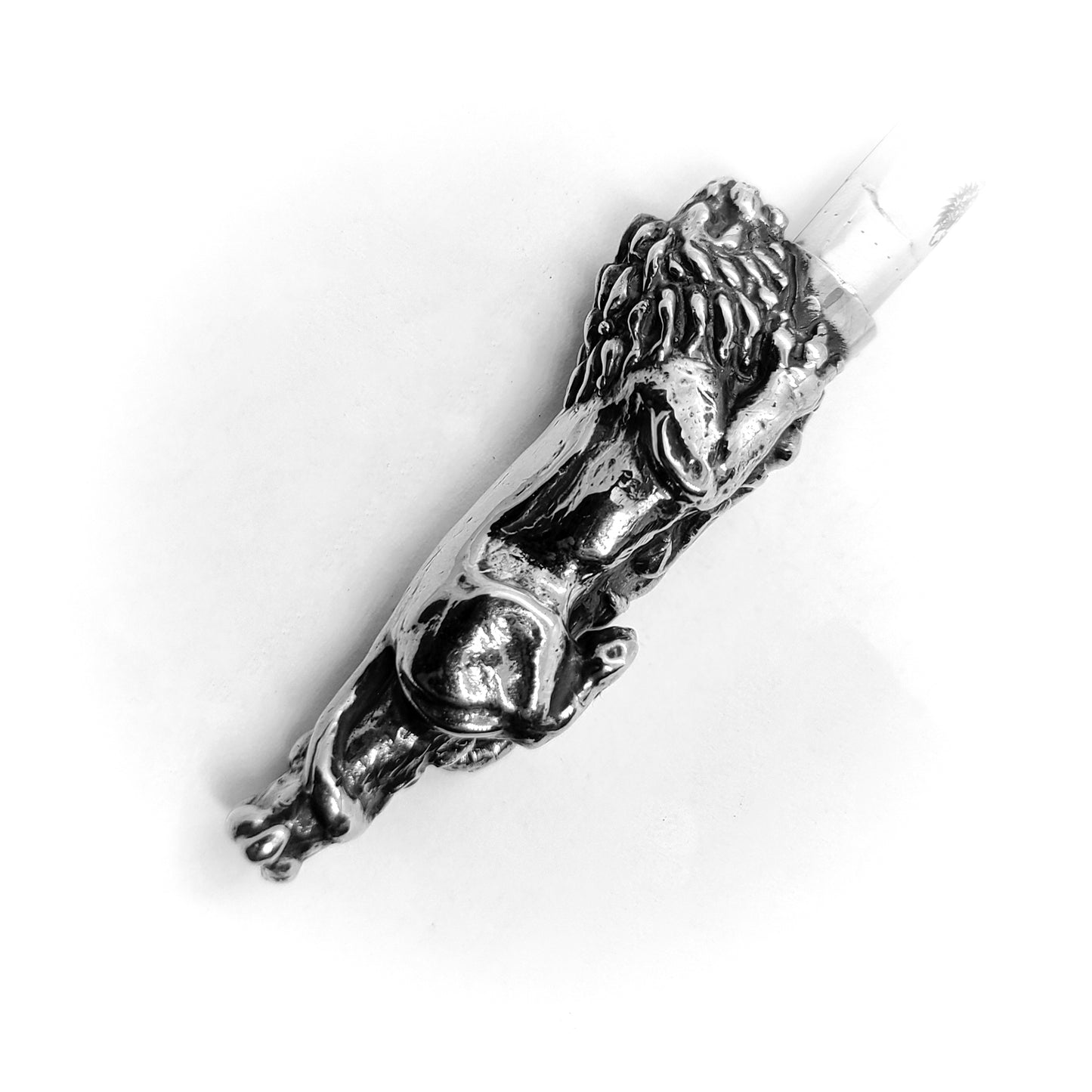 Attacking Lion Body Sterling Silver Cigarette Pipe