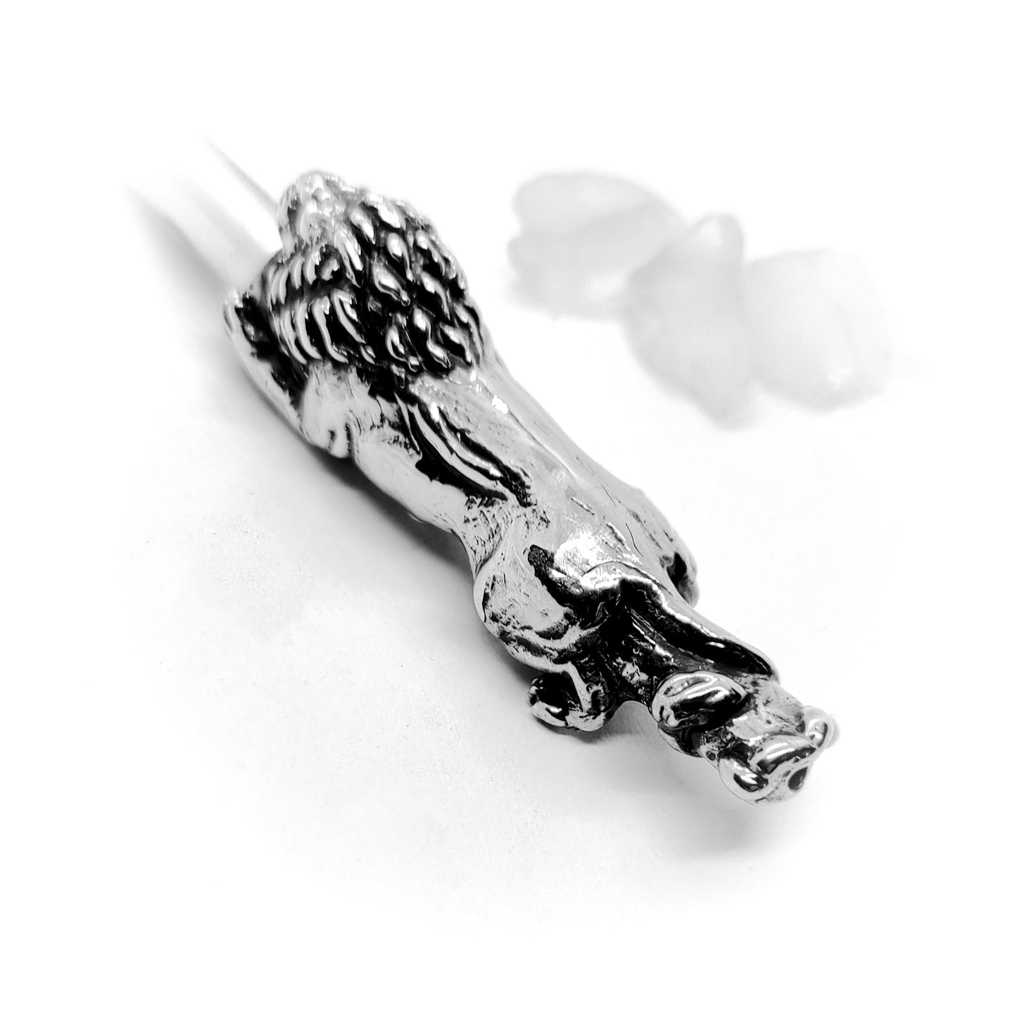 Attacking Lion Body Sterling Silver Cigarette Pipe