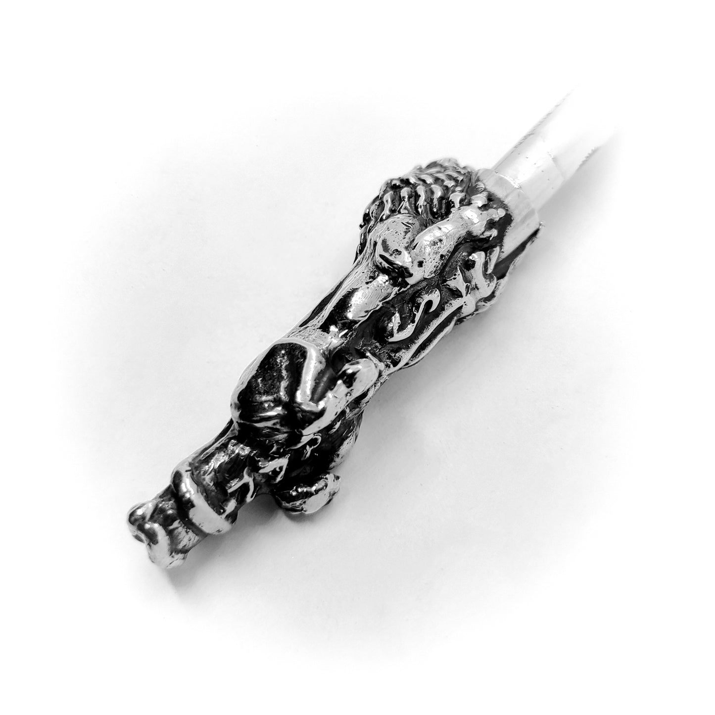 Attacking Lion Body Sterling Silver Cigarette Pipe