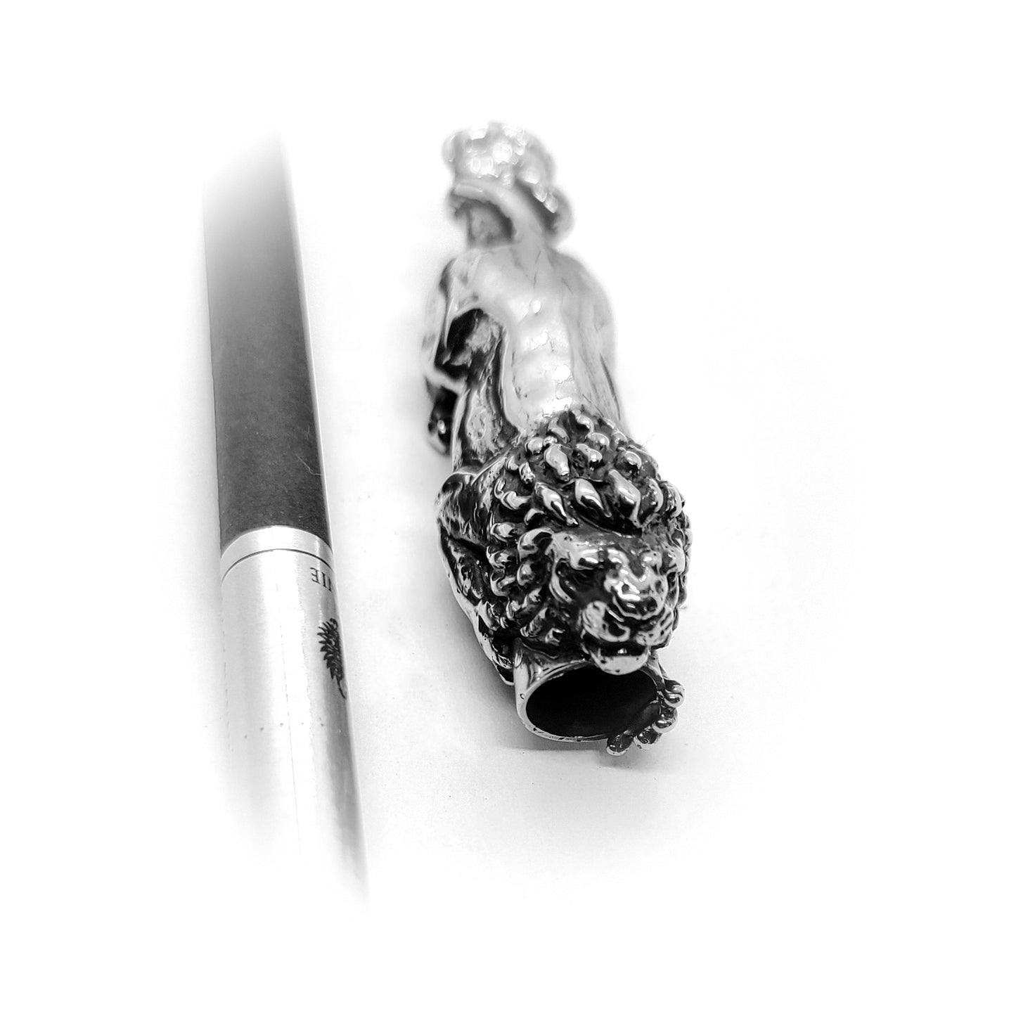 Attacking Lion Body Sterling Silver Cigarette Pipe