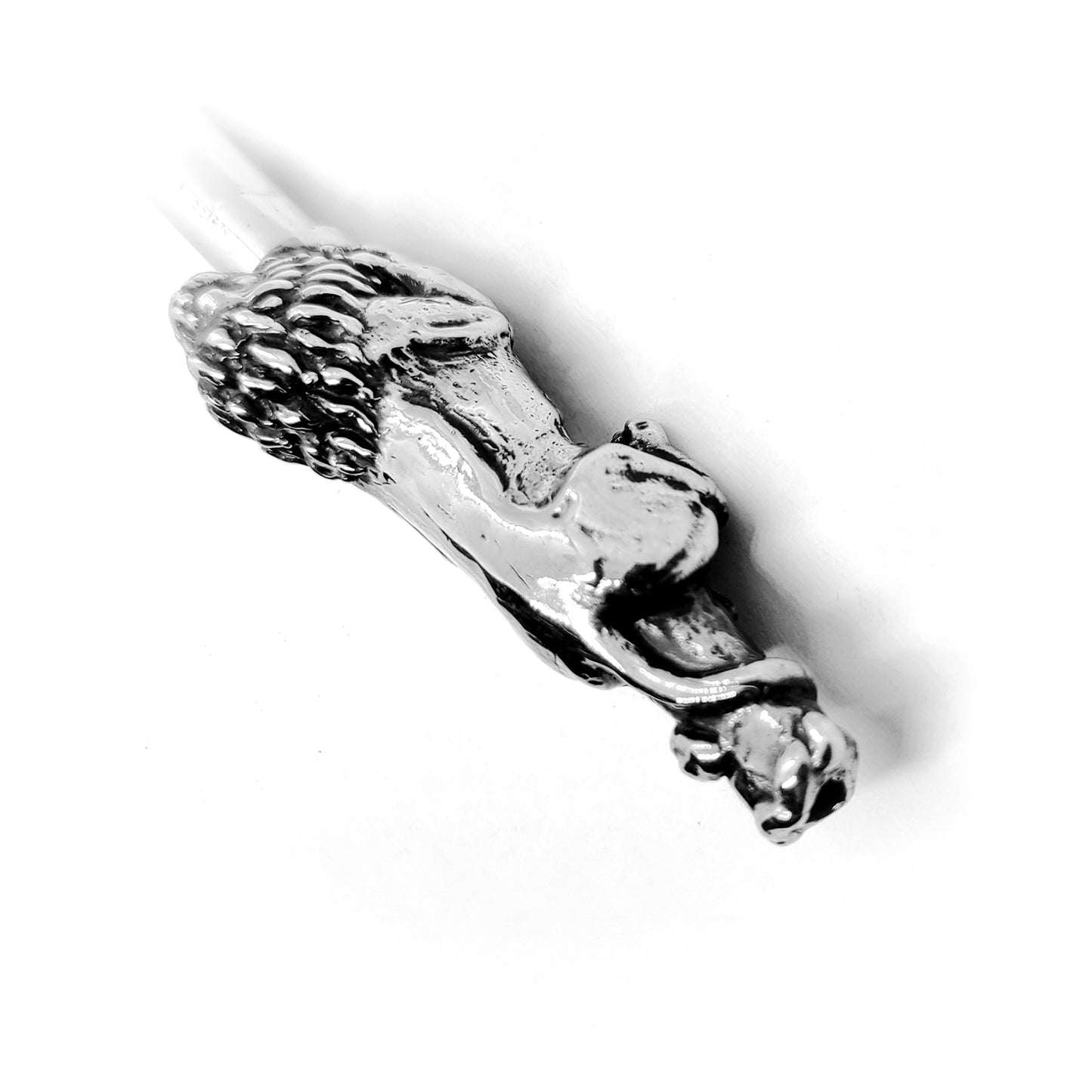 Attacking Lion Body Sterling Silver Cigarette Pipe