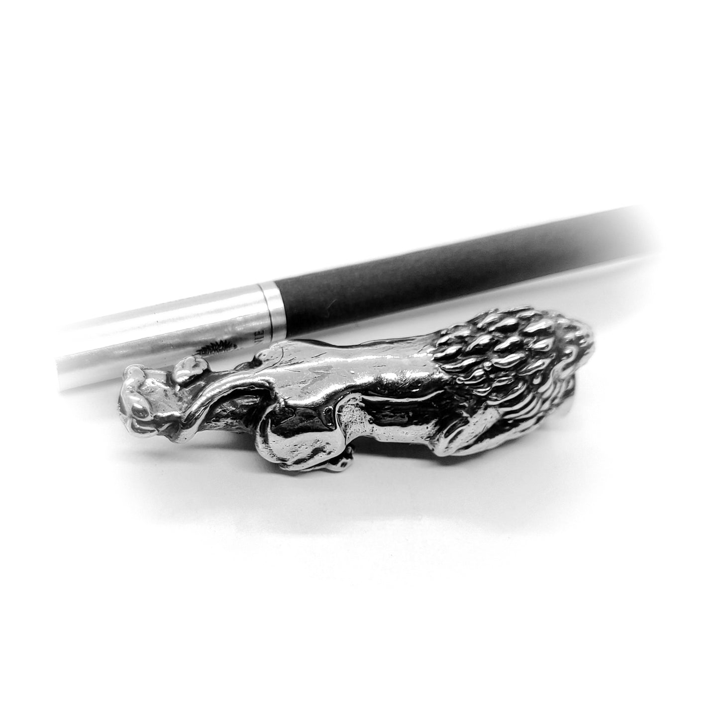 Attacking Lion Body Sterling Silver Cigarette Pipe