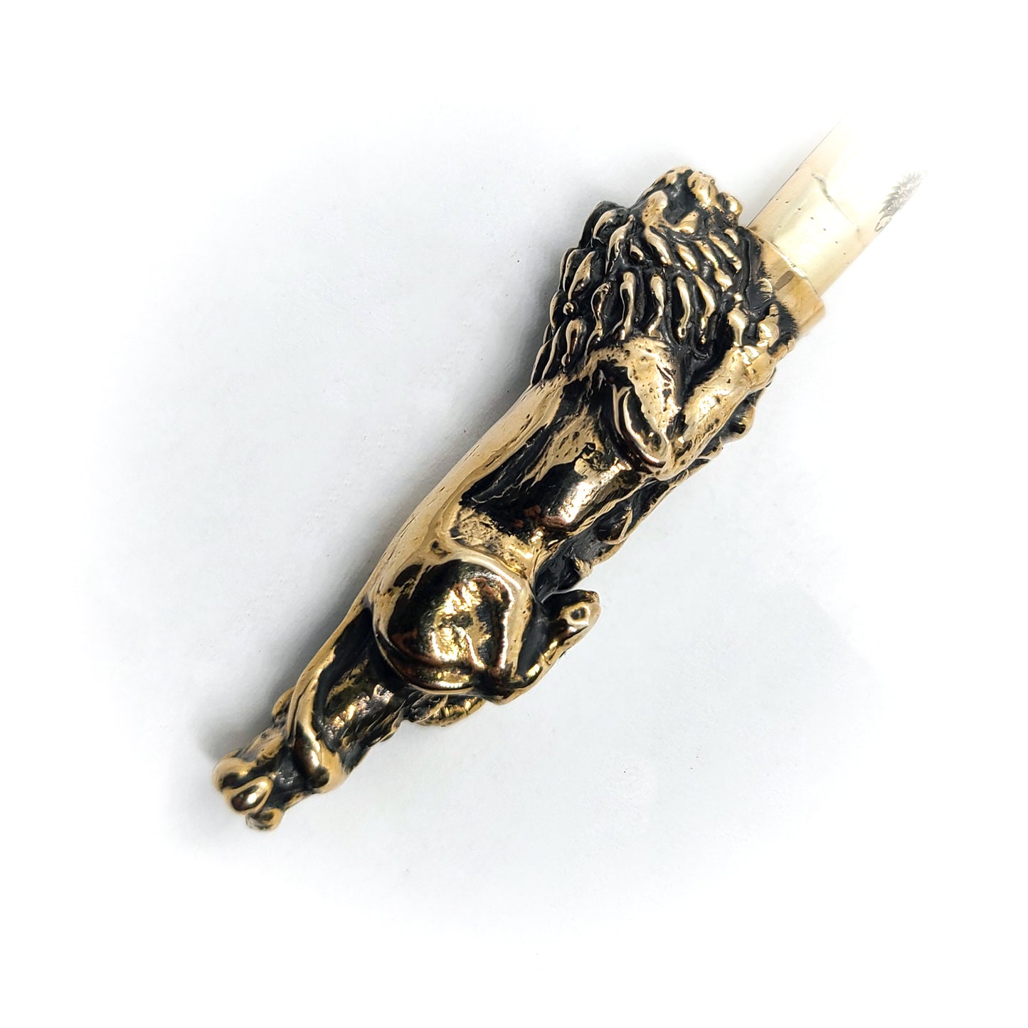 Attacking Lion Body Sterling Silver Cigarette Pipe