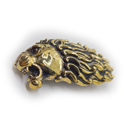 Lion Angry Head Curly Designed Hair Brass Belt Buckle