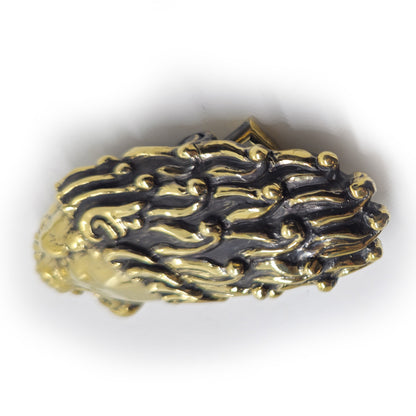 Lion Angry Head Curly Designed Hair Brass Belt Buckle