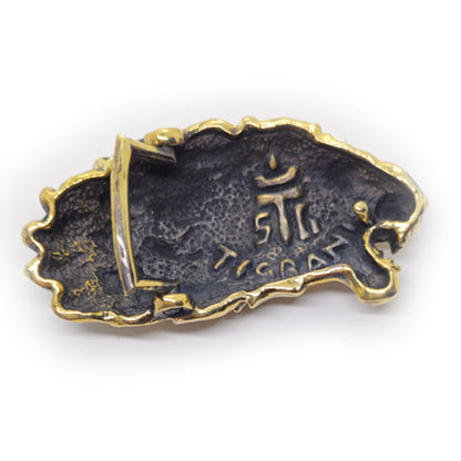 Lion Angry Head Curly Designed Hair Brass Belt Buckle