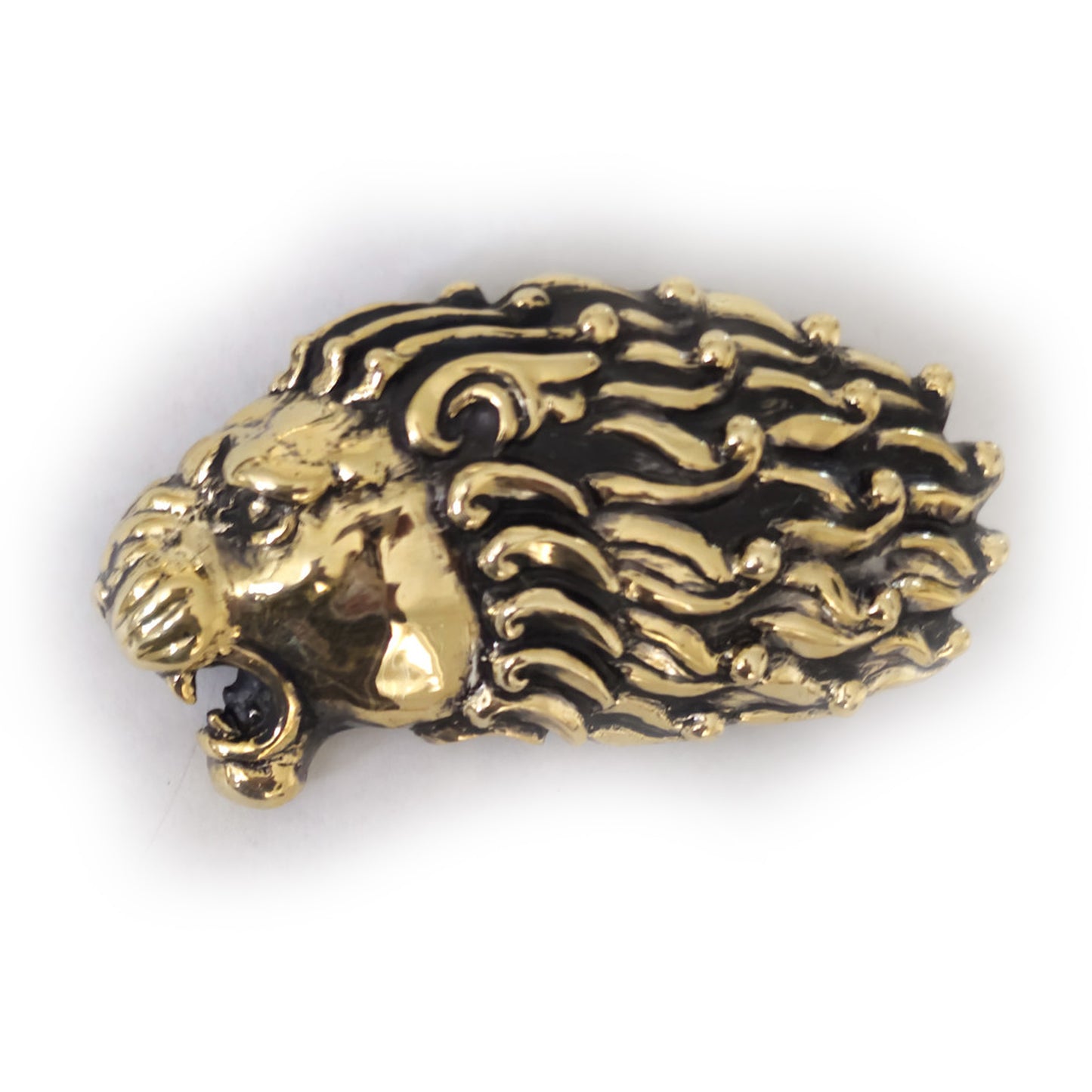 Lion Angry Head Curly Designed Hair Brass Belt Buckle