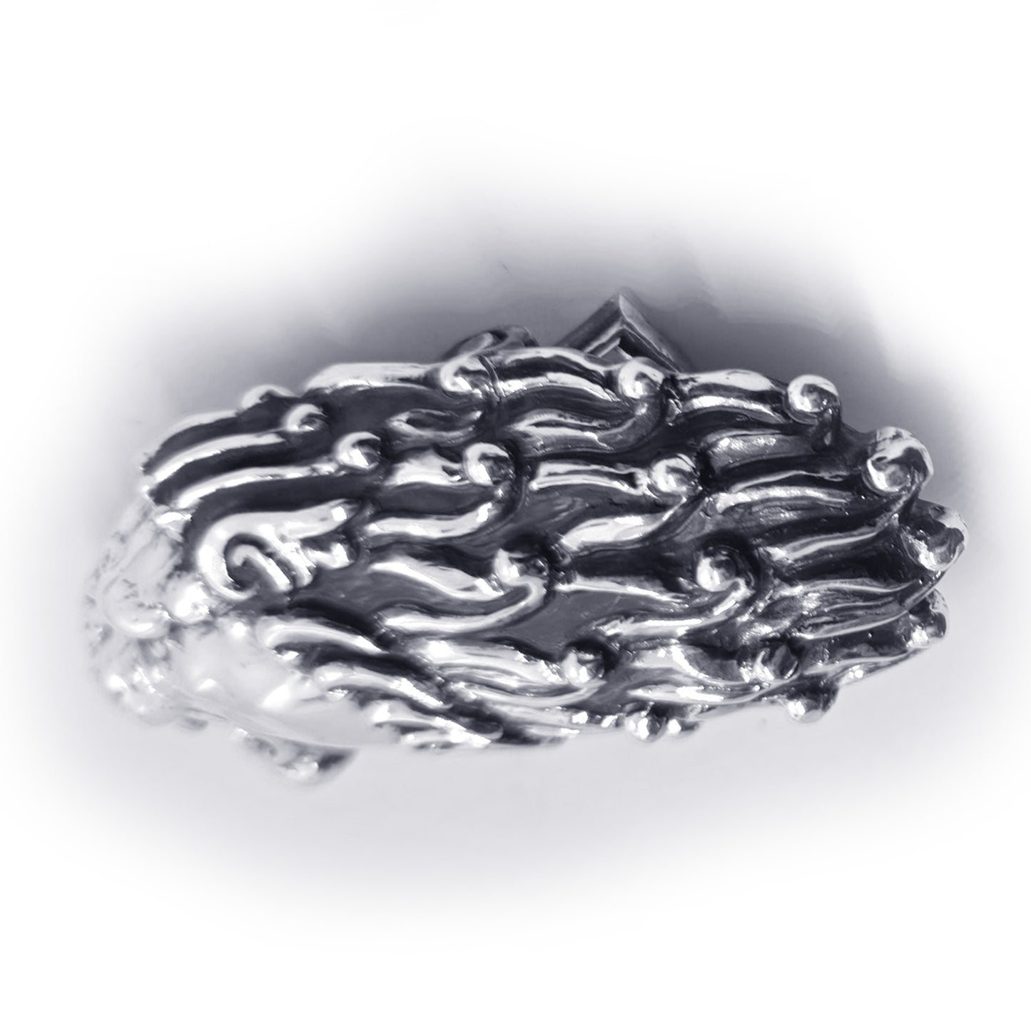 Lion Angry Head Curly Designed Hair Sterling Silver Belt Buckle