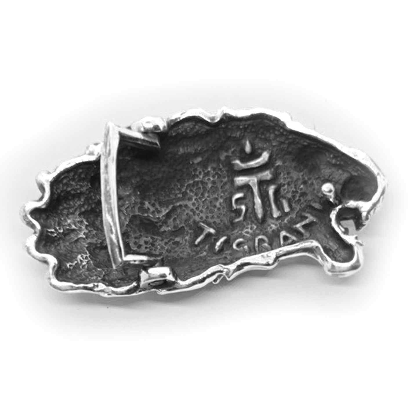 Lion Angry Head Curly Designed Hair Sterling Silver Belt Buckle