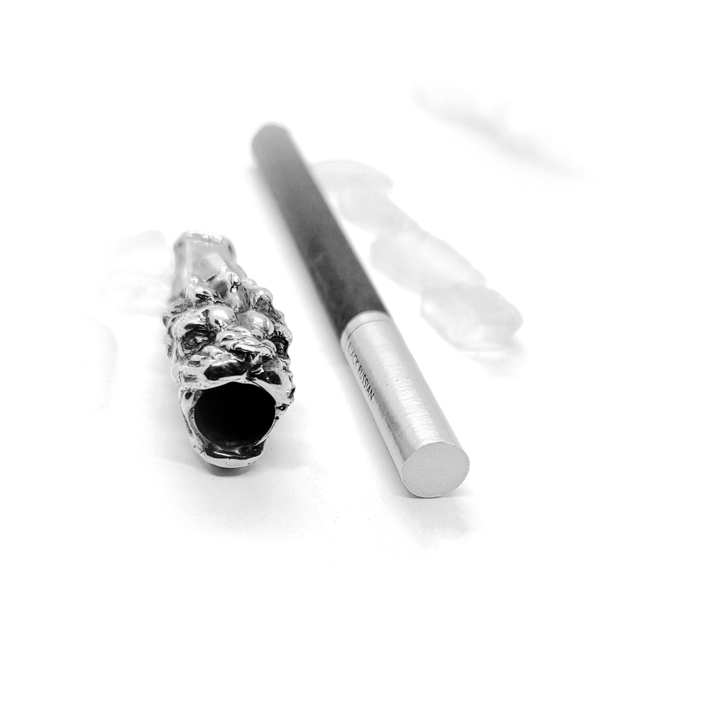 Lion Head Sterling Silver Cigarette Pipe
